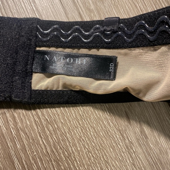 NATORI size 32D tan and black lace underwire push-up strapless Bra - Picture 4 of 10